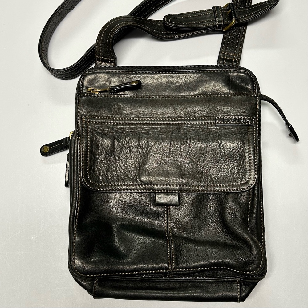 Vintage Fossil Crossbody Bag Leather Small Classic 90s Black Travel Timeless